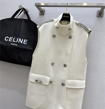 celine stand collar superfine cashmere vest