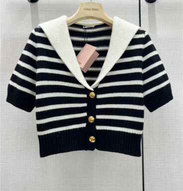 miumiu navy collar striped top
