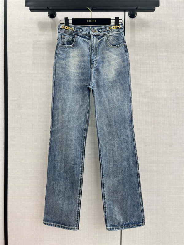 celine enzyme washed premium blue straight jeans