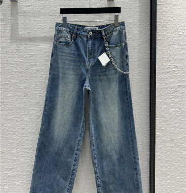 loewe chain-embellished straight-leg jeans
