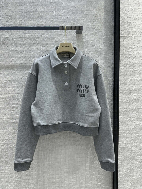 miumiu gray lapel sweatshirt