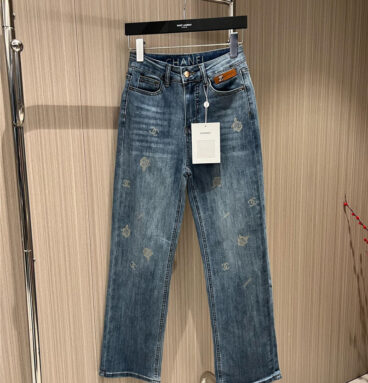 chanel camellia washed soft jeans