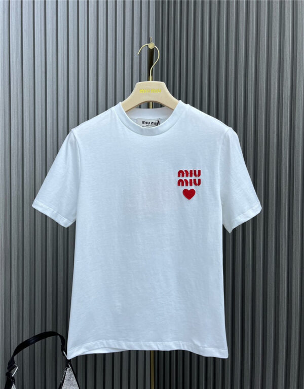 miumiu leather lettered love T-shirt