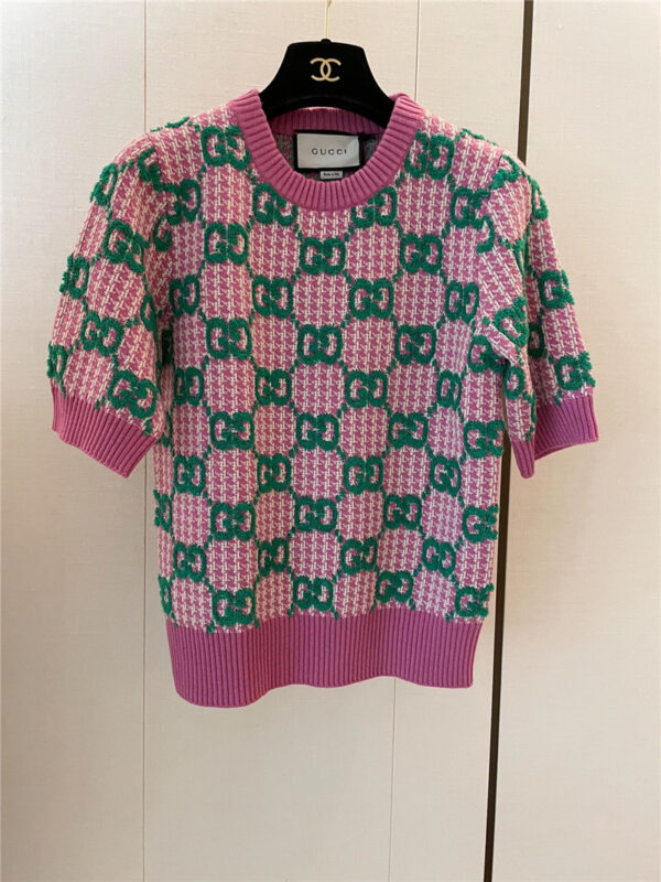 gucci wool jacquard double G short sleeves