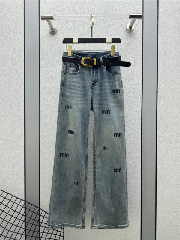 miumiu high waist draped commuter straight jeans