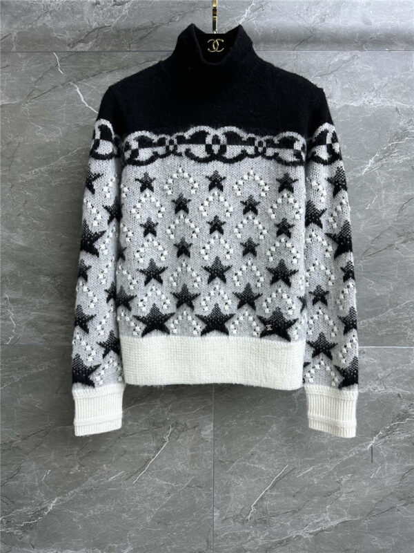 chanel turtleneck star sweater