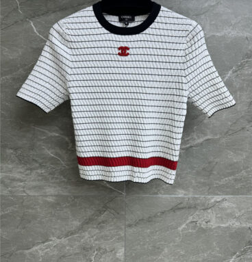 chanel striped knitted short sleeves