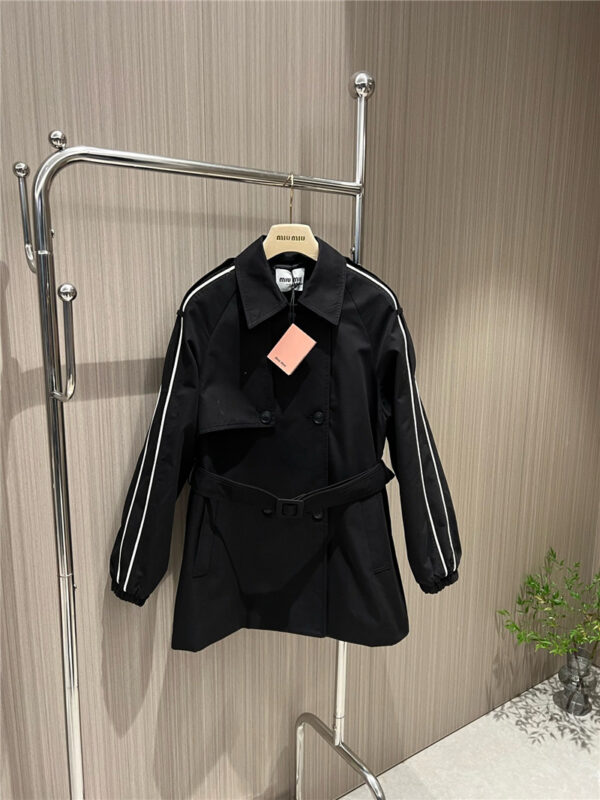 miumiu contrast trim mid-length windbreaker jacket