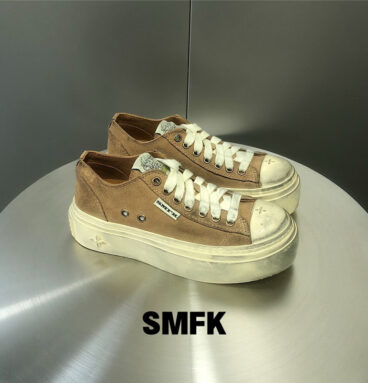 smfk cross lace-up distressed canvas shoes skate shoes