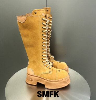 smfk thick sole lace up boots knight boots