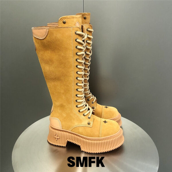 smfk thick sole lace up boots knight boots
