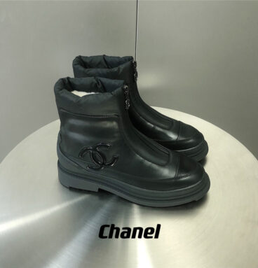 chanel zippered wool snow boots