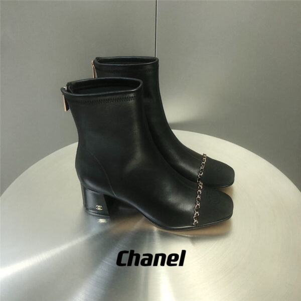 chanel chunky heel short boots