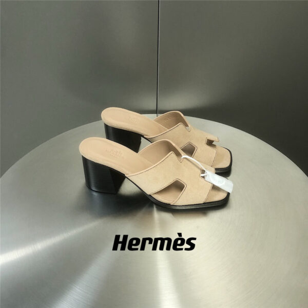 Hermès block heel slide sandals