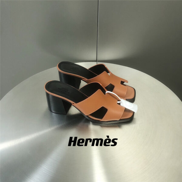 Hermès block heel slide sandals