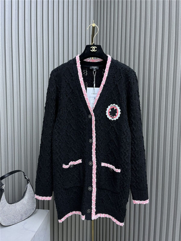 chanel embroidered patch cardigan dress