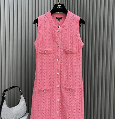 chanel hollow knitted vest dress