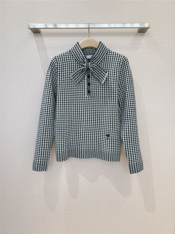 dior long sleeve houndstooth sweater