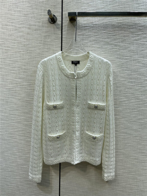 chanel hollow jacquard knitted cardigan