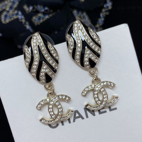 chanel striped earrings