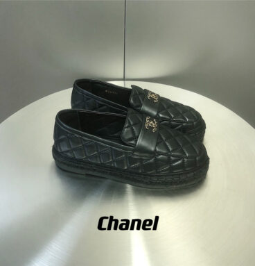 chanel diamond hemp rope loafers fisherman's shoes
