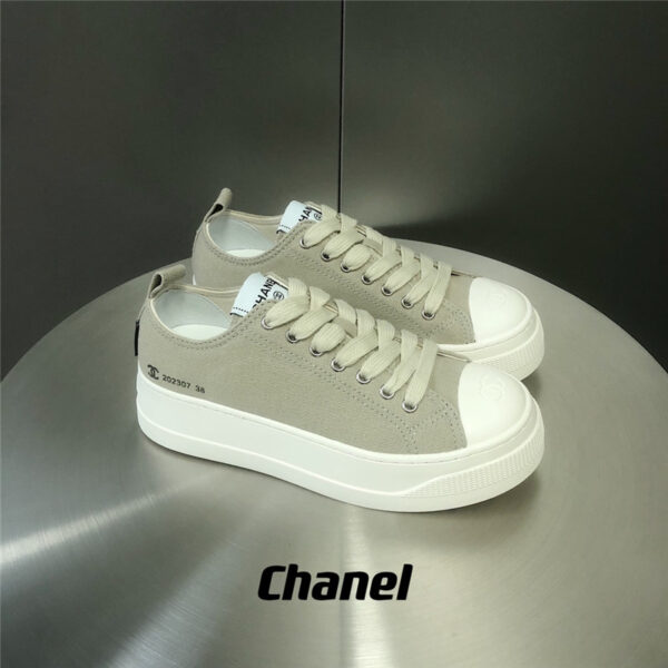 chanel platform canvas shoes