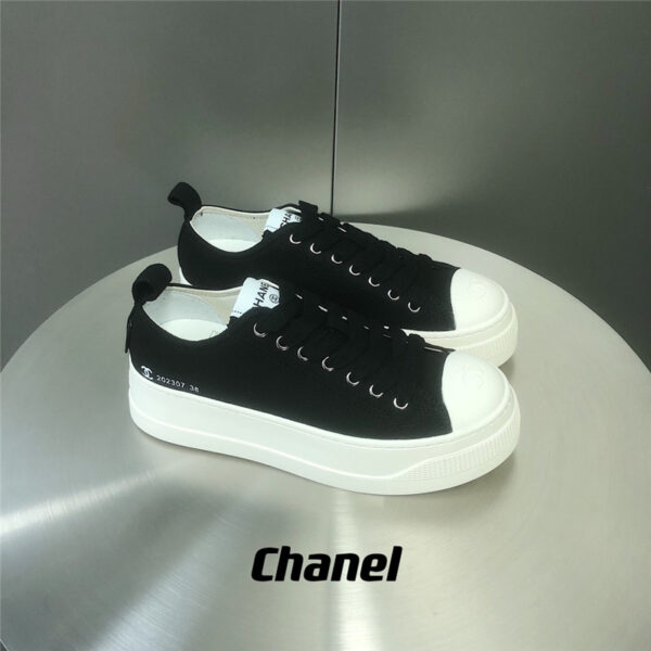 chanel platform canvas shoes