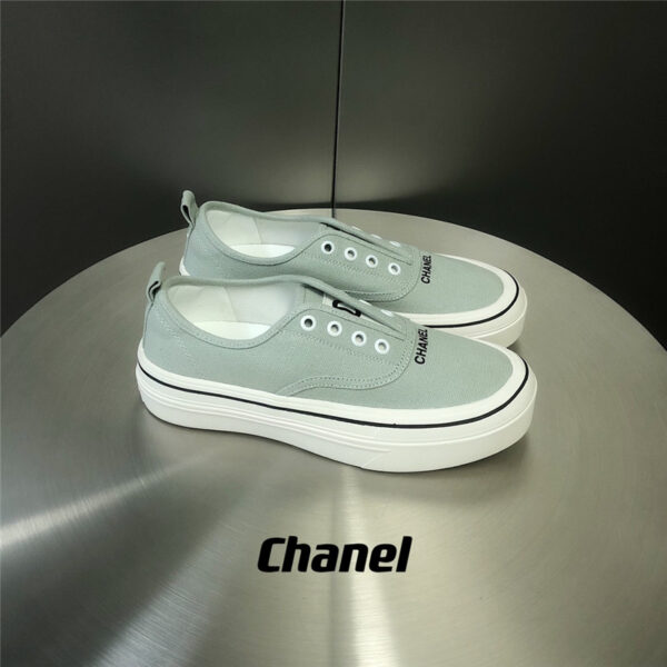 chanel slip-on canvas shoes