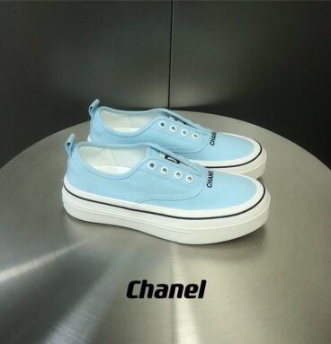 chanel slip-on canvas shoes
