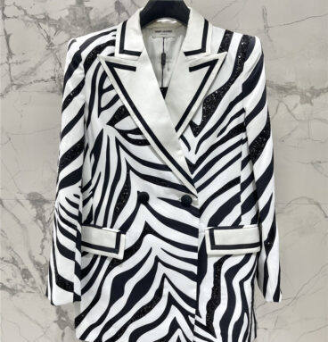 YSL positioning zebra acetate print jacket