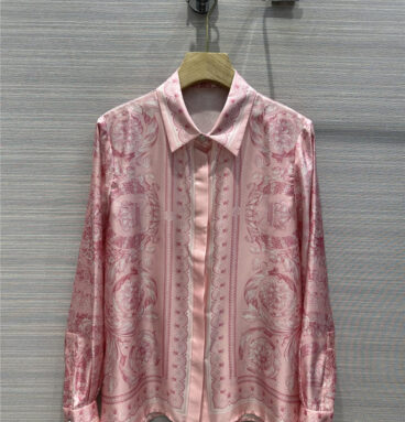 versace color positioned printed silk shirt