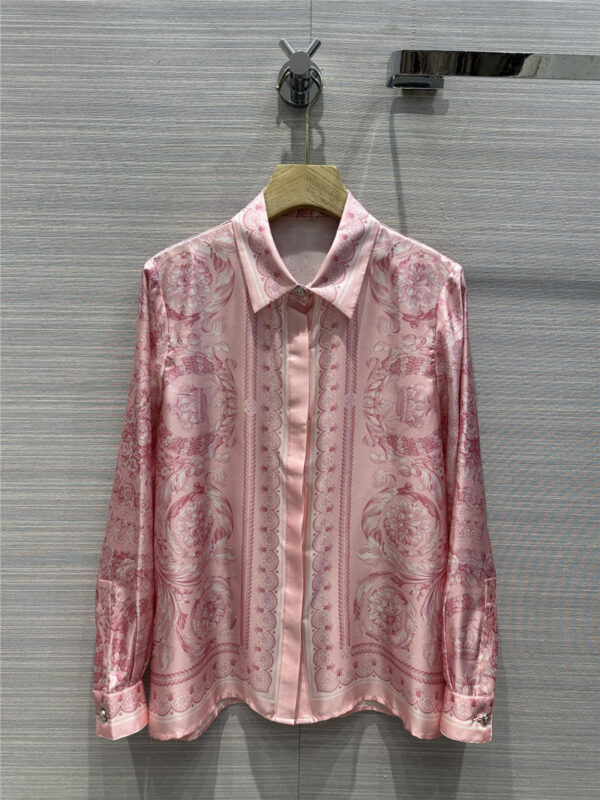 versace color positioned printed silk shirt