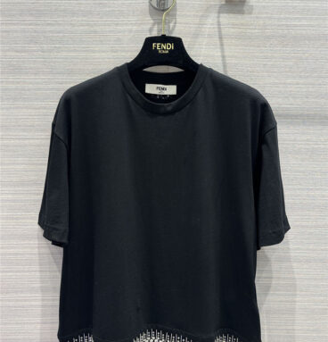 fendi exquisite embroidered beaded short-sleeved T-shirt