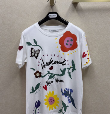 MaxMara childlike floral graffiti short-sleeved T-shirt