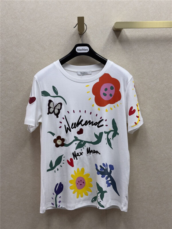 MaxMara childlike floral graffiti short-sleeved T-shirt