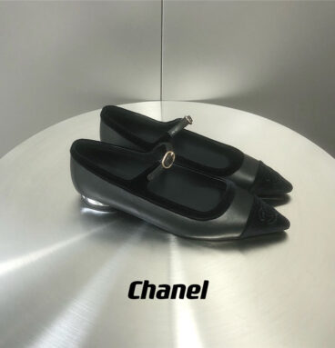 chanel velvet pointed toe mary jane shoes