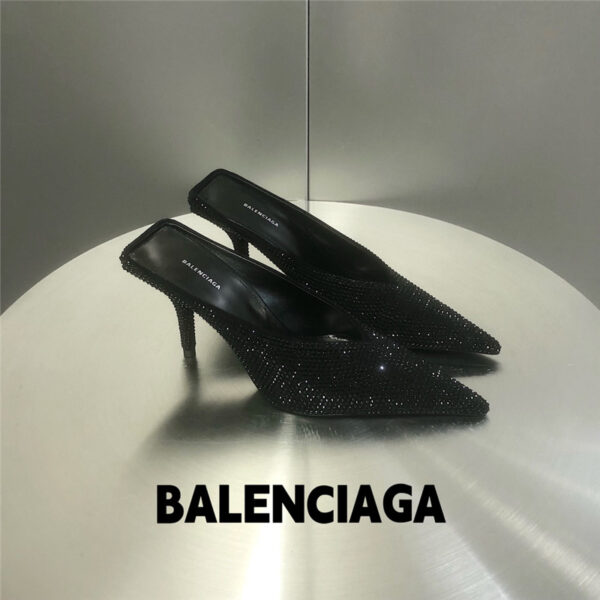 Balenciaga full diamond pointed toe half drag
