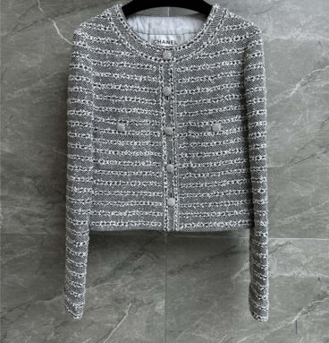 chanel gray striped jacket