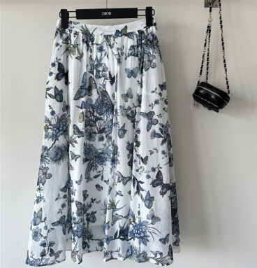 dior sweet pastoral style blue butterfly skirt