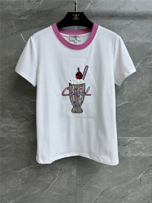 chanel cocktail embroidered T-shirt