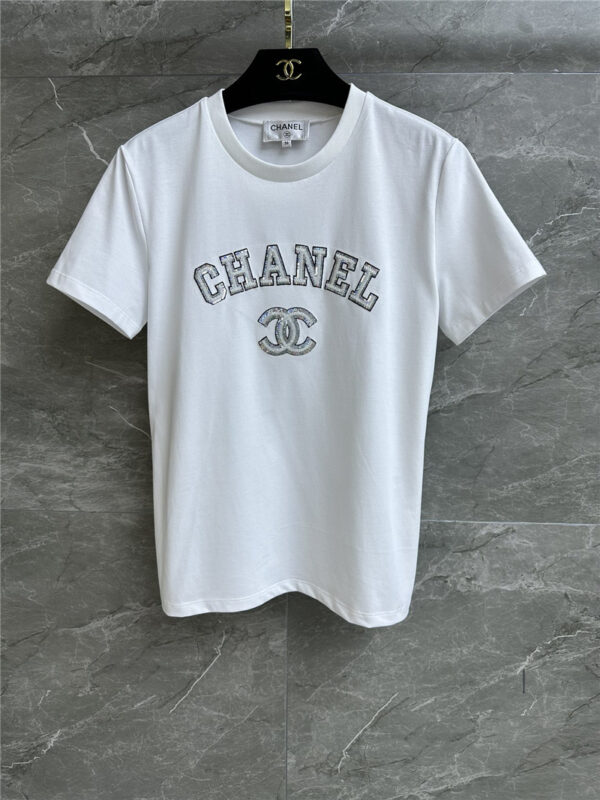 chanel letter beaded T-shirt