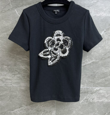 chanel camellia beaded T-shirt