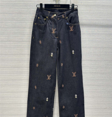 louis vuitton LV heavy embroidered denim straight pants