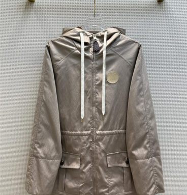 louis vuitton LV hooded drawstring waist trench coat