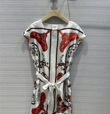 Hermès position printed 100% twill silk dress