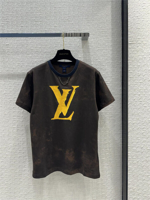louis vuitton LV smudged washed chocolate T-shirt