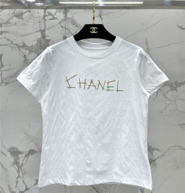 chanel embroidered lettering short-sleeved T-shirt