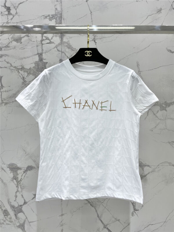chanel embroidered lettering short-sleeved T-shirt