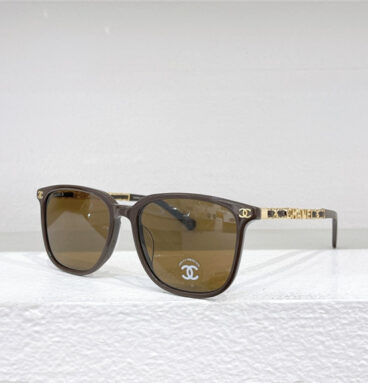 chanel luxury leather logo sunglasses