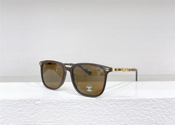 chanel luxury leather logo sunglasses